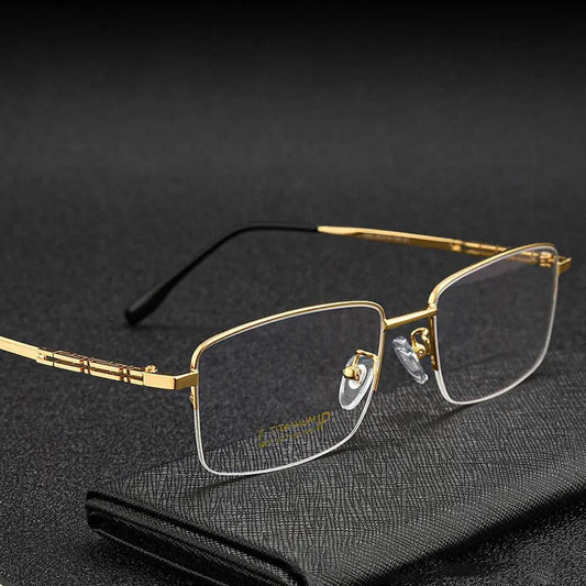 New Fashion Titanium Eyeglass Frame, Mirror Legs, Half-rim, for men's